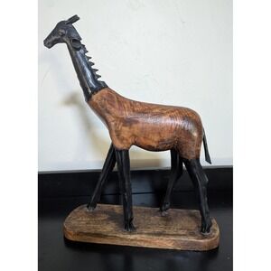 Vintage Charles Marcak Llama Metal and Hand‎ Carved Wood 12 x 16